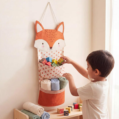 Fox Hanging Diaper Organizer for Nursery Woodland, 27x12 Inch