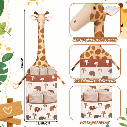 Fox Hanging Diaper Organizer for Nursery Woodland, 27x12 Inch