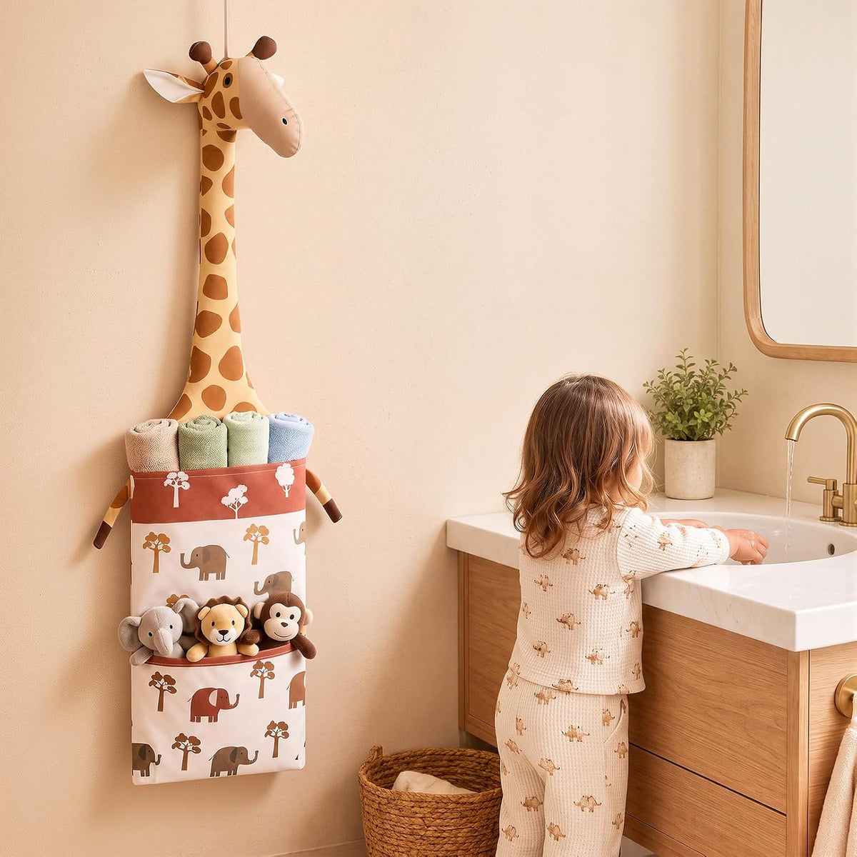 Fox Hanging Diaper Organizer for Nursery Woodland, 27x12 Inch