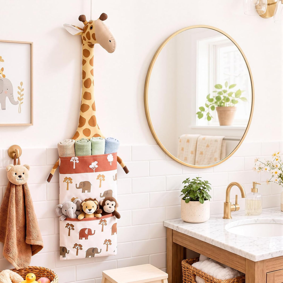 Fox Hanging Diaper Organizer for Nursery Woodland, 27x12 Inch