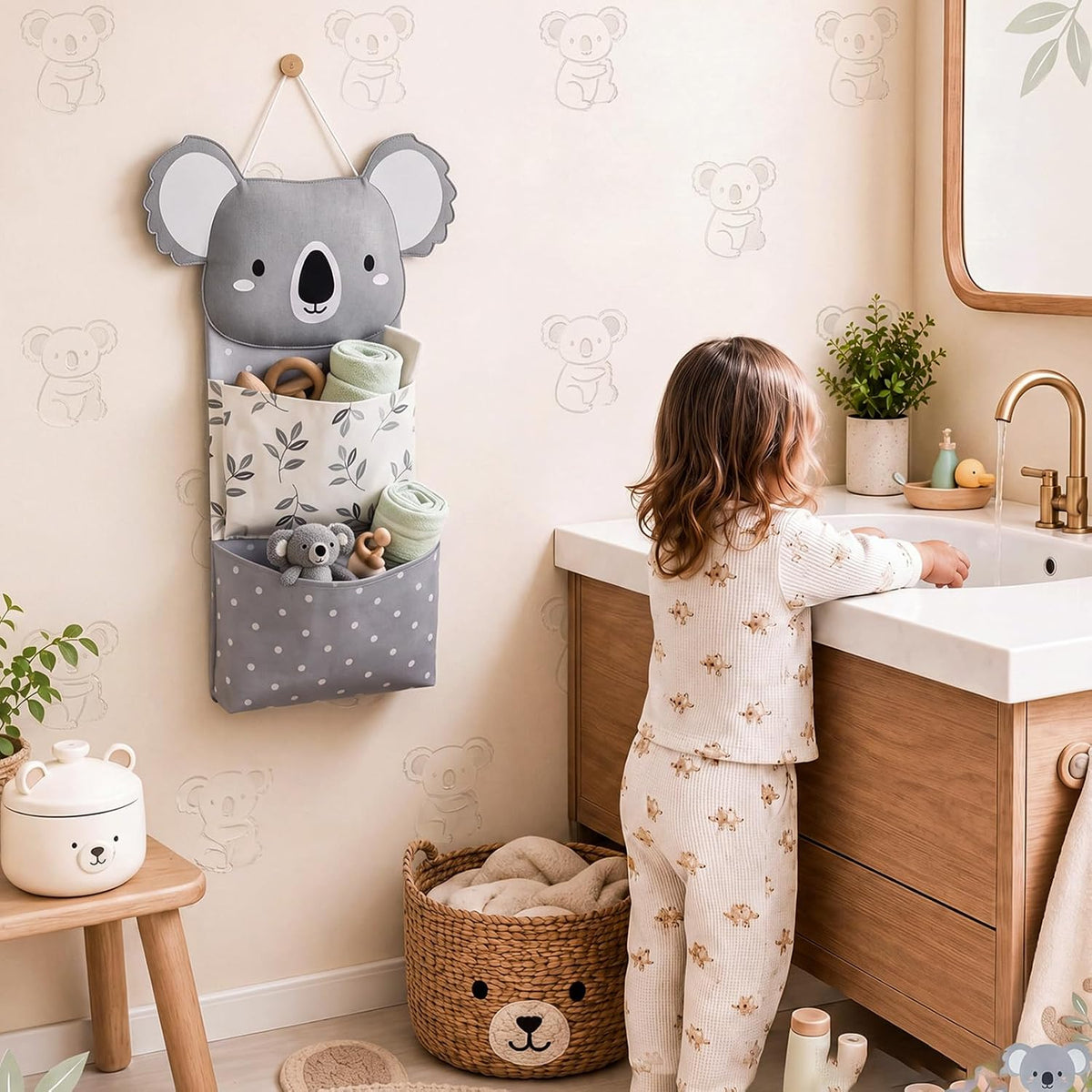Fox Hanging Diaper Organizer for Nursery Woodland, 27x12 Inch