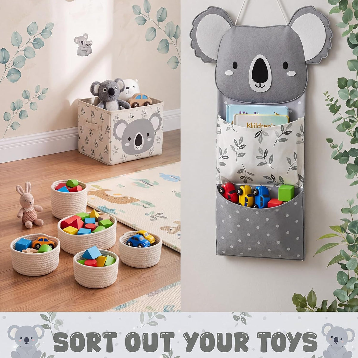 Fox Hanging Diaper Organizer for Nursery Woodland, 27x12 Inch