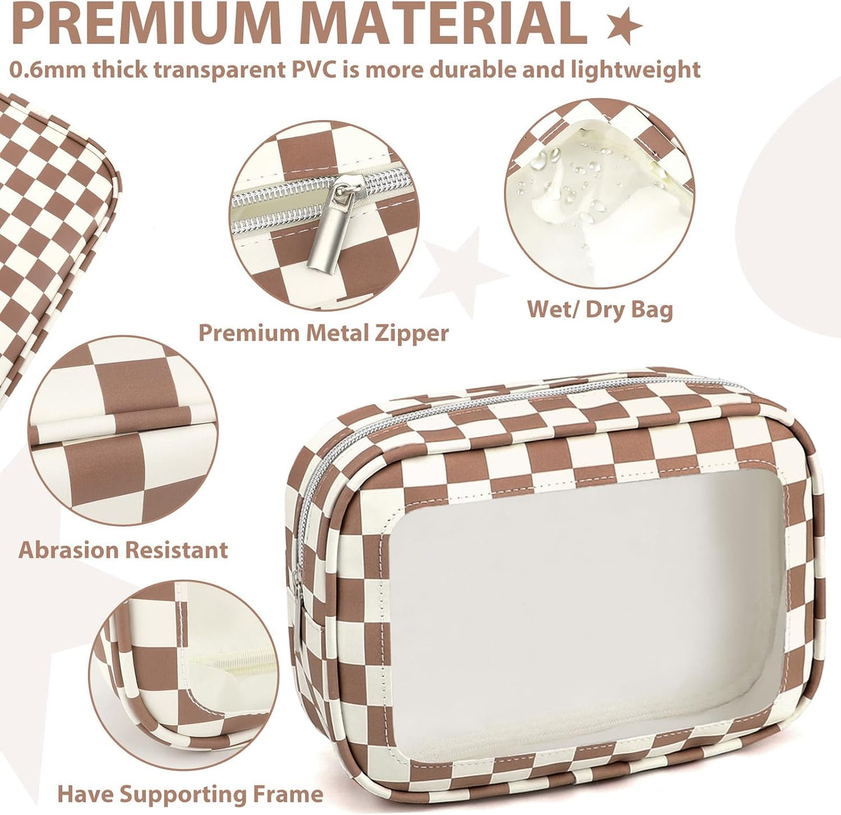 Diaper Bag Organizer Pouch Set,TSA Approved Toiletry Bag, Waterproof TPU Makeup Bag Set, Travel Organizer Bags for Women and Kids，Mothers Day Gifts