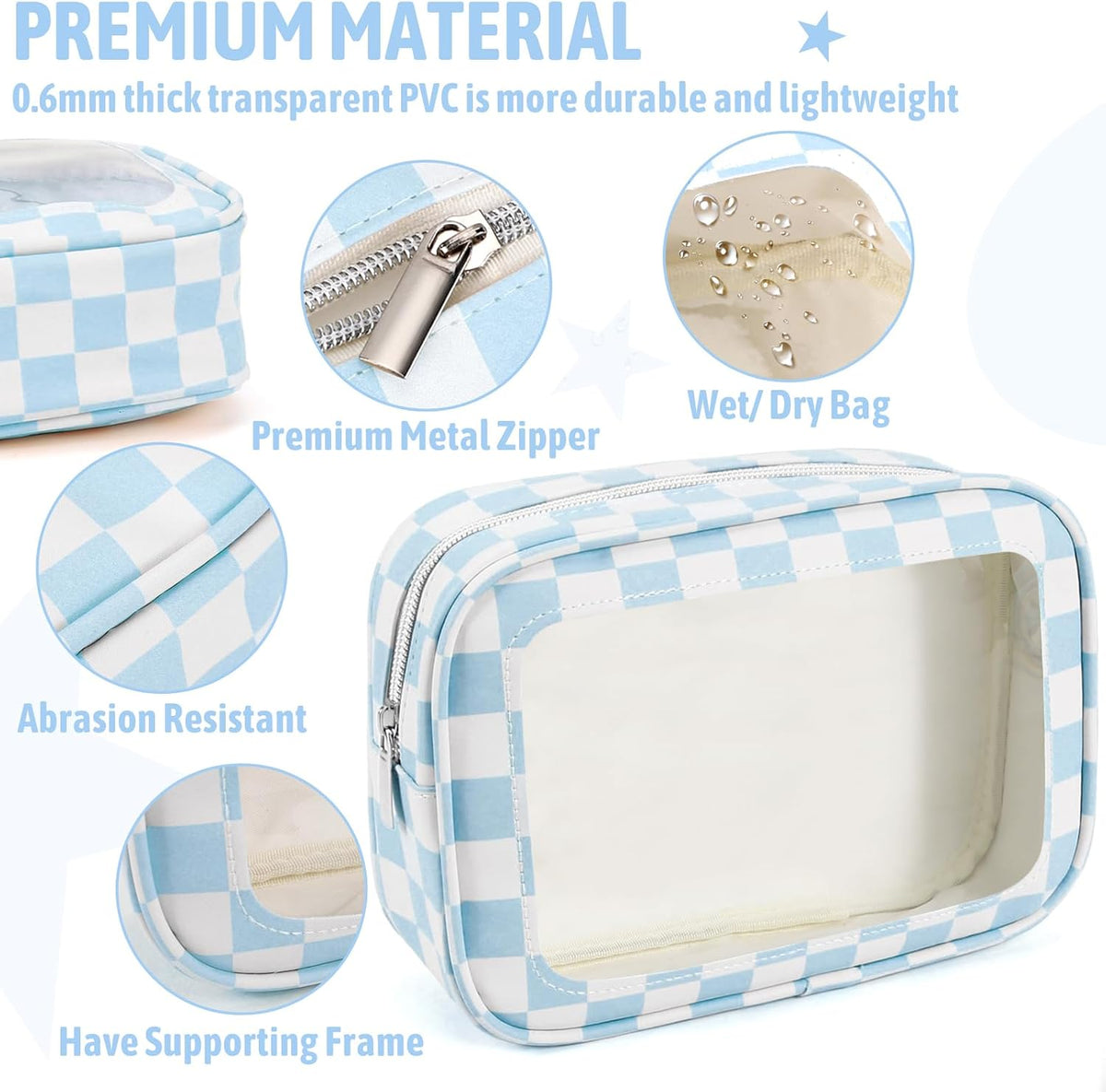Diaper Bag Organizer Pouch Set,TSA Approved Toiletry Bag, Waterproof TPU Makeup Bag Set, Travel Organizer Bags for Women and Kids，Mothers Day Gifts
