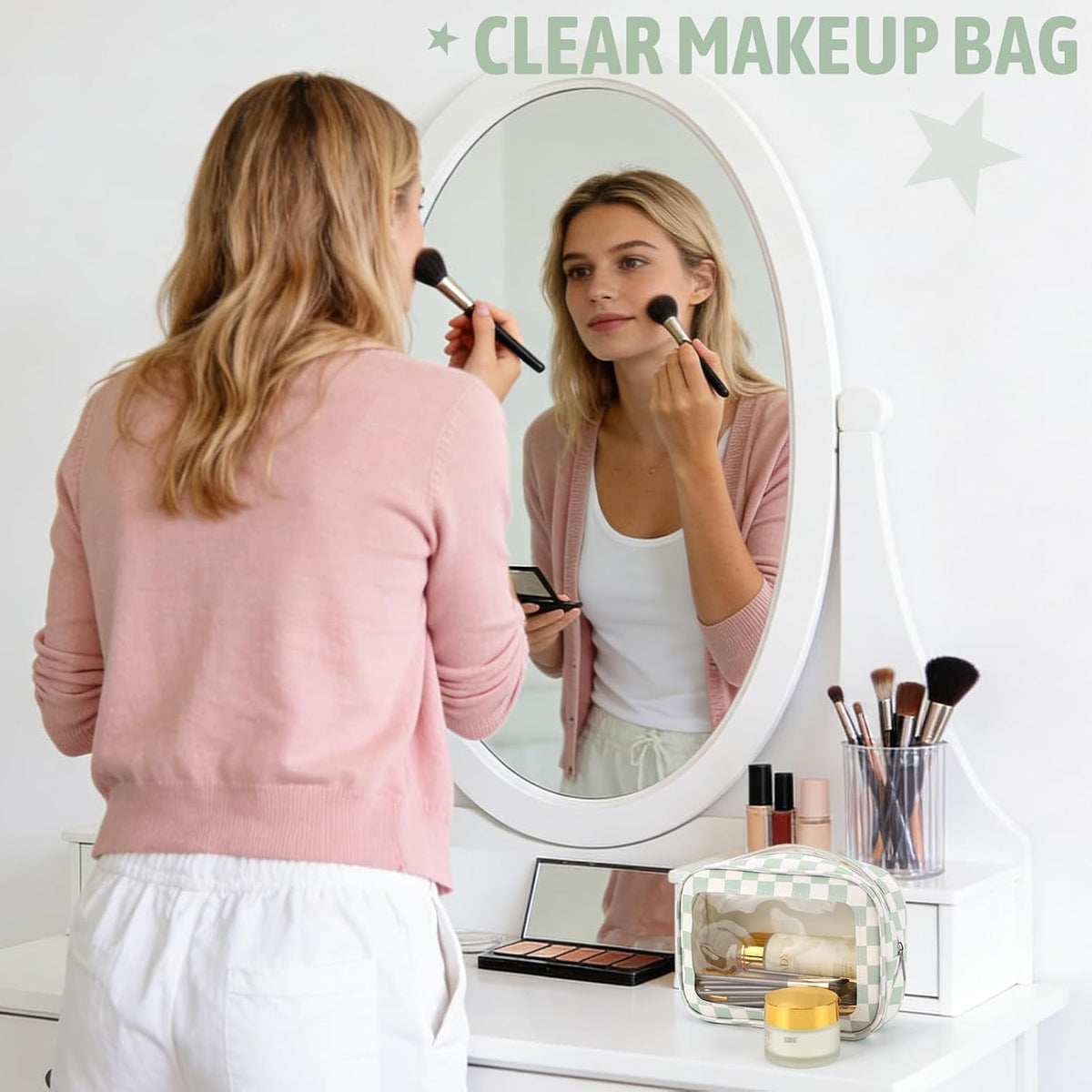 Diaper Bag Organizer Pouch Set,TSA Approved Toiletry Bag, Waterproof TPU Makeup Bag Set, Travel Organizer Bags for Women and Kids，Mothers Day Gifts