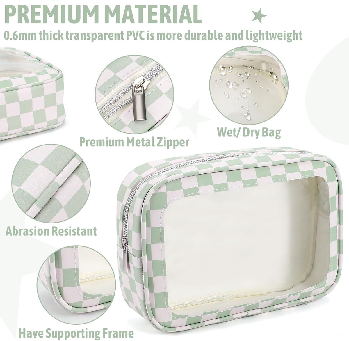 Diaper Bag Organizer Pouch Set,TSA Approved Toiletry Bag, Waterproof TPU Makeup Bag Set, Travel Organizer Bags for Women and Kids，Mothers Day Gifts