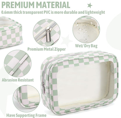 Diaper Bag Organizer Pouch Set,TSA Approved Toiletry Bag, Waterproof TPU Makeup Bag Set, Travel Organizer Bags for Women and Kids，Mothers Day Gifts