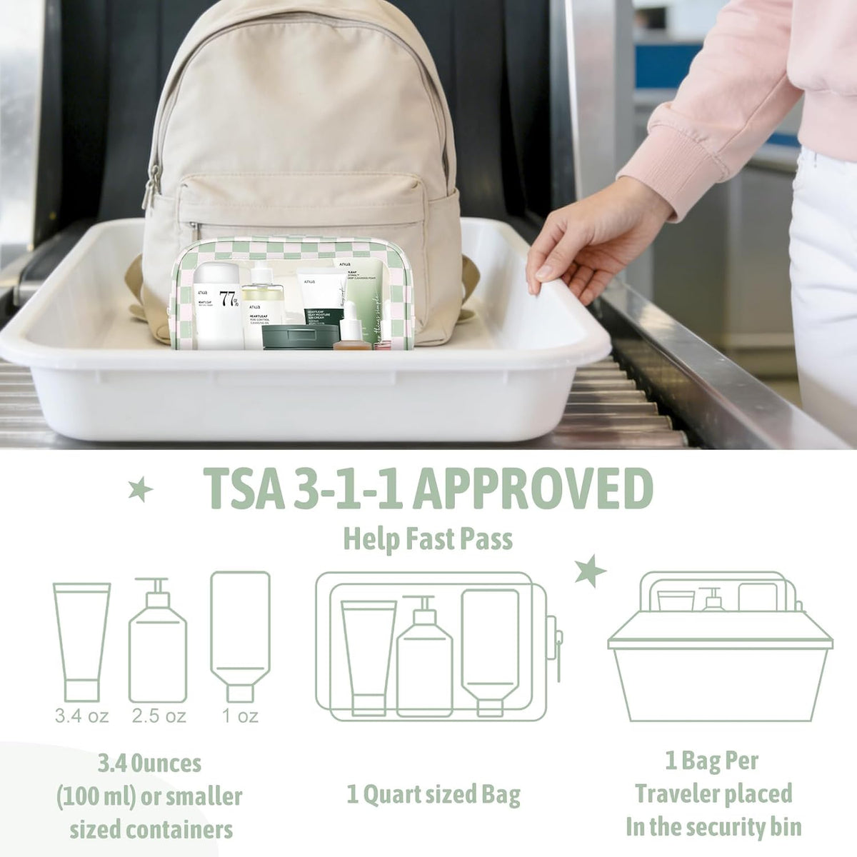 Diaper Bag Organizer Pouch Set,TSA Approved Toiletry Bag, Waterproof TPU Makeup Bag Set, Travel Organizer Bags for Women and Kids，Mothers Day Gifts