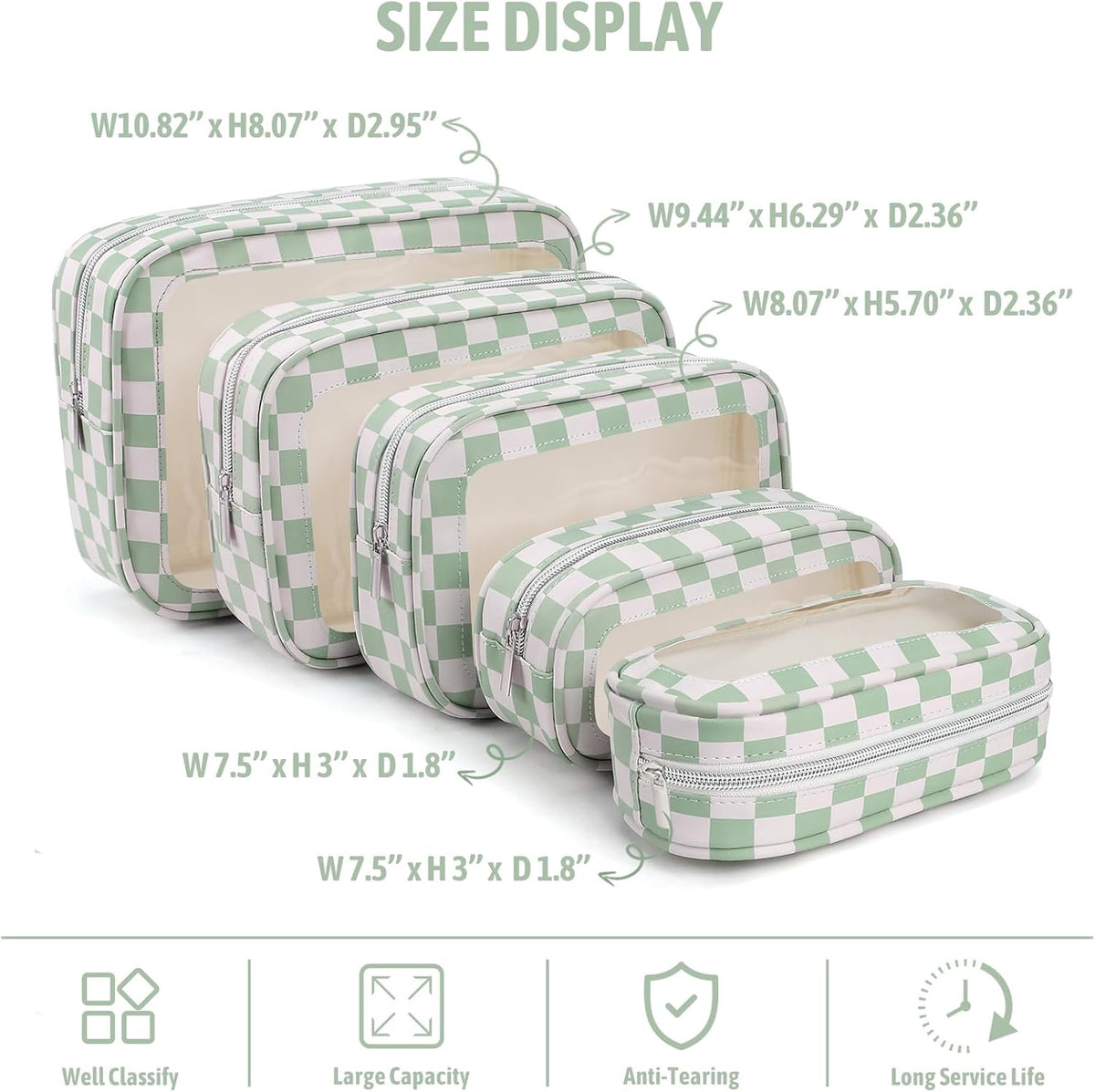 Diaper Bag Organizer Pouch Set,TSA Approved Toiletry Bag, Waterproof TPU Makeup Bag Set, Travel Organizer Bags for Women and Kids，Mothers Day Gifts