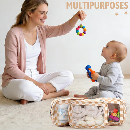 Diaper Bag Organizer Pouch Set,TSA Approved Toiletry Bag, Waterproof TPU Makeup Bag Set, Travel Organizer Bags for Women and Kids，Mothers Day Gifts