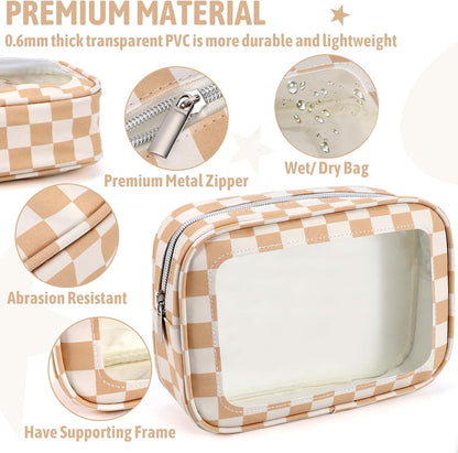 Diaper Bag Organizer Pouch Set,TSA Approved Toiletry Bag, Waterproof TPU Makeup Bag Set, Travel Organizer Bags for Women and Kids，Mothers Day Gifts