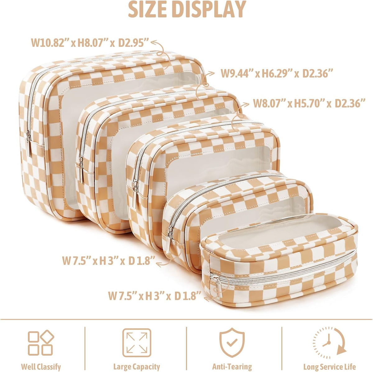 Diaper Bag Organizer Pouch Set,TSA Approved Toiletry Bag, Waterproof TPU Makeup Bag Set, Travel Organizer Bags for Women and Kids，Mothers Day Gifts