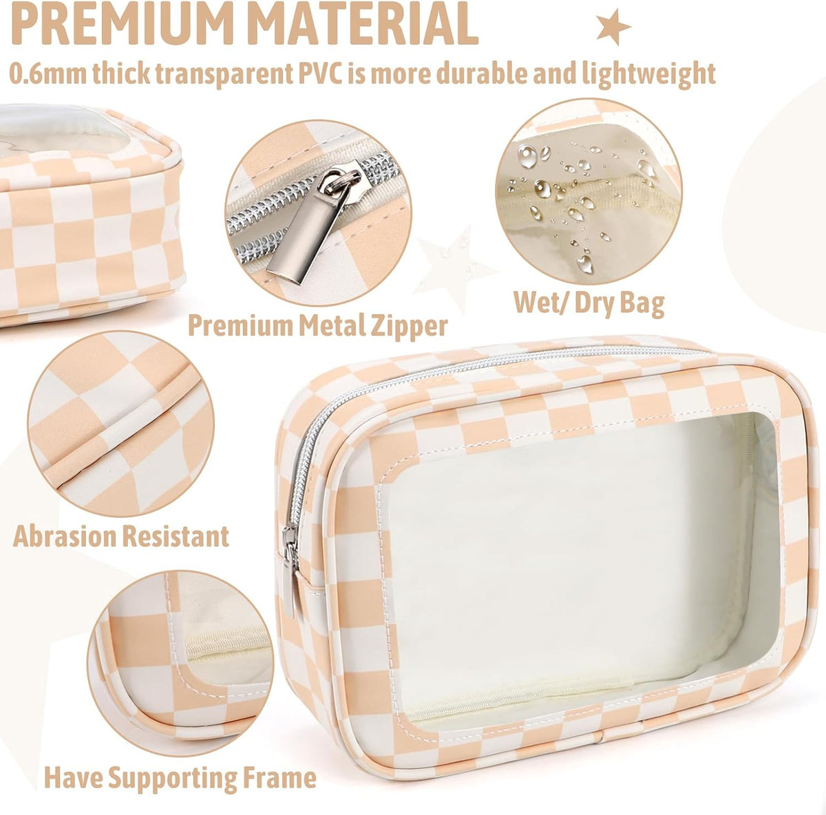 Diaper Bag Organizer Pouch Set,TSA Approved Toiletry Bag, Waterproof TPU Makeup Bag Set, Travel Organizer Bags for Women and Kids，Mothers Day Gifts