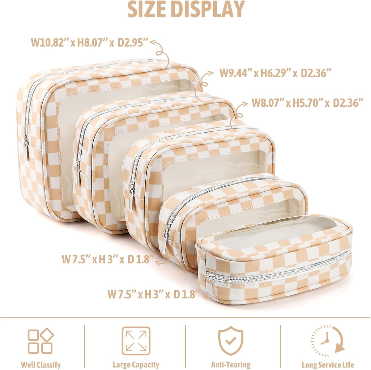 Diaper Bag Organizer Pouch Set,TSA Approved Toiletry Bag, Waterproof TPU Makeup Bag Set, Travel Organizer Bags for Women and Kids，Mothers Day Gifts
