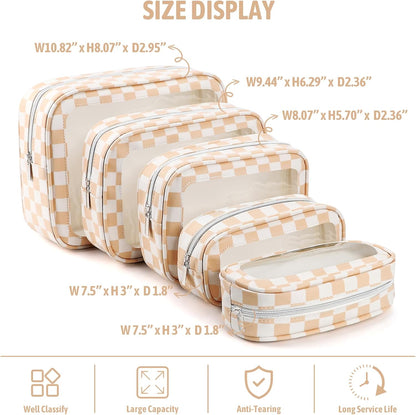Diaper Bag Organizer Pouch Set,TSA Approved Toiletry Bag, Waterproof TPU Makeup Bag Set, Travel Organizer Bags for Women and Kids，Mothers Day Gifts