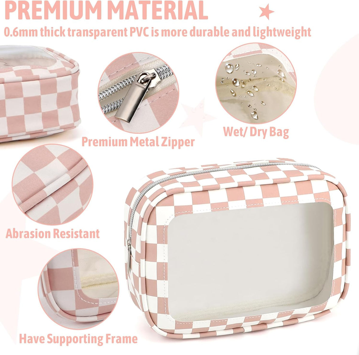Diaper Bag Organizer Pouch Set,TSA Approved Toiletry Bag, Waterproof TPU Makeup Bag Set, Travel Organizer Bags for Women and Kids，Mothers Day Gifts
