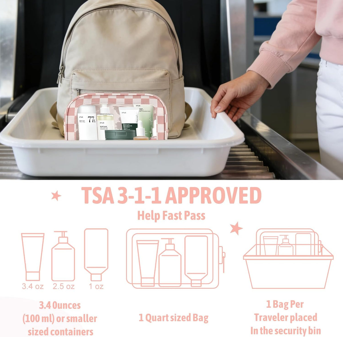 Diaper Bag Organizer Pouch Set,TSA Approved Toiletry Bag, Waterproof TPU Makeup Bag Set, Travel Organizer Bags for Women and Kids，Mothers Day Gifts