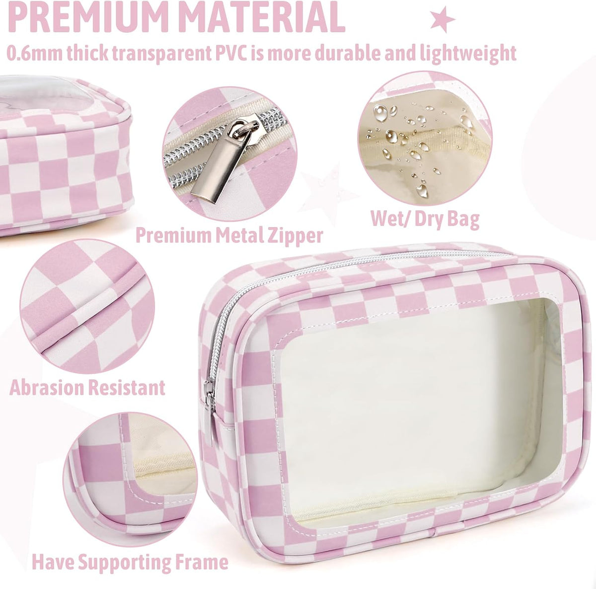 Diaper Bag Organizer Pouch Set,TSA Approved Toiletry Bag, Waterproof TPU Makeup Bag Set, Travel Organizer Bags for Women and Kids，Mothers Day Gifts
