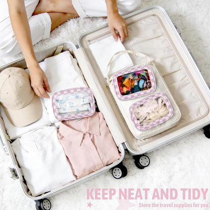 Diaper Bag Organizer Pouch Set,TSA Approved Toiletry Bag, Waterproof TPU Makeup Bag Set, Travel Organizer Bags for Women and Kids，Mothers Day Gifts