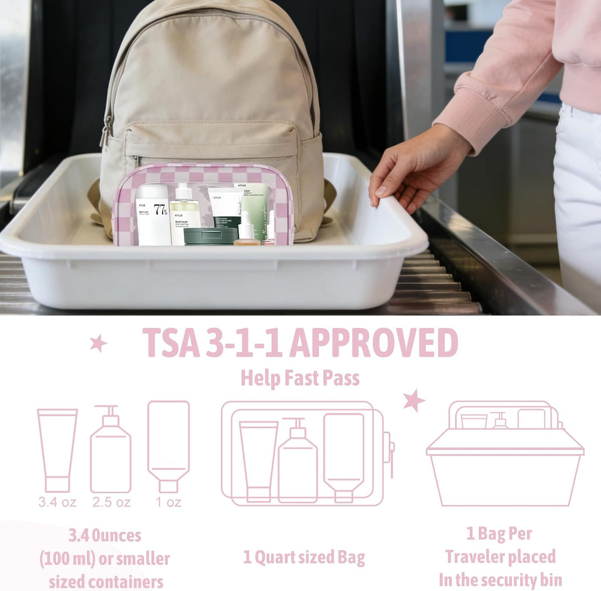 Diaper Bag Organizer Pouch Set,TSA Approved Toiletry Bag, Waterproof TPU Makeup Bag Set, Travel Organizer Bags for Women and Kids，Mothers Day Gifts