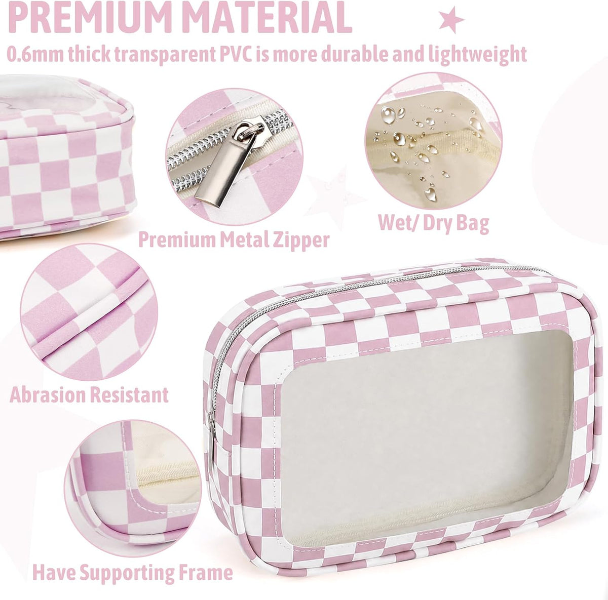 Diaper Bag Organizer Pouch Set,TSA Approved Toiletry Bag, Waterproof TPU Makeup Bag Set, Travel Organizer Bags for Women and Kids，Mothers Day Gifts