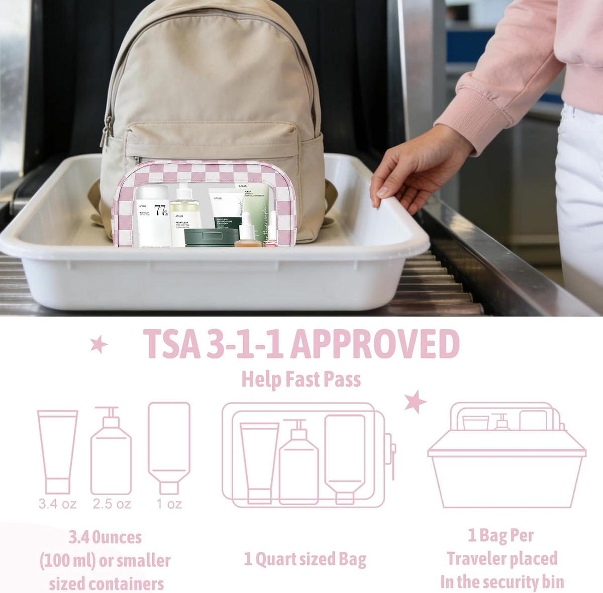 Diaper Bag Organizer Pouch Set,TSA Approved Toiletry Bag, Waterproof TPU Makeup Bag Set, Travel Organizer Bags for Women and Kids，Mothers Day Gifts