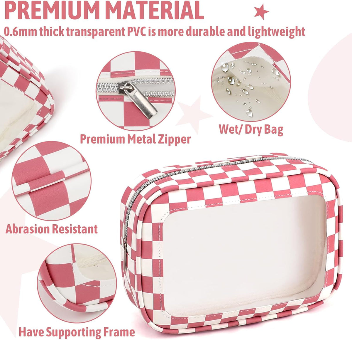 Diaper Bag Organizer Pouch Set,TSA Approved Toiletry Bag, Waterproof TPU Makeup Bag Set, Travel Organizer Bags for Women and Kids，Mothers Day Gifts