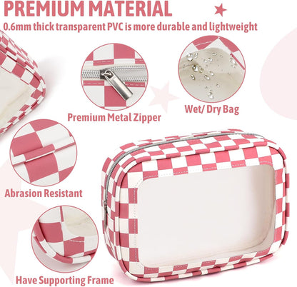 Diaper Bag Organizer Pouch Set,TSA Approved Toiletry Bag, Waterproof TPU Makeup Bag Set, Travel Organizer Bags for Women and Kids，Mothers Day Gifts
