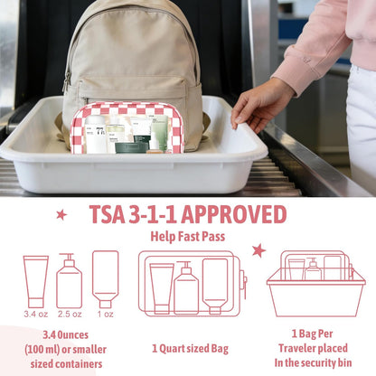 Diaper Bag Organizer Pouch Set,TSA Approved Toiletry Bag, Waterproof TPU Makeup Bag Set, Travel Organizer Bags for Women and Kids，Mothers Day Gifts