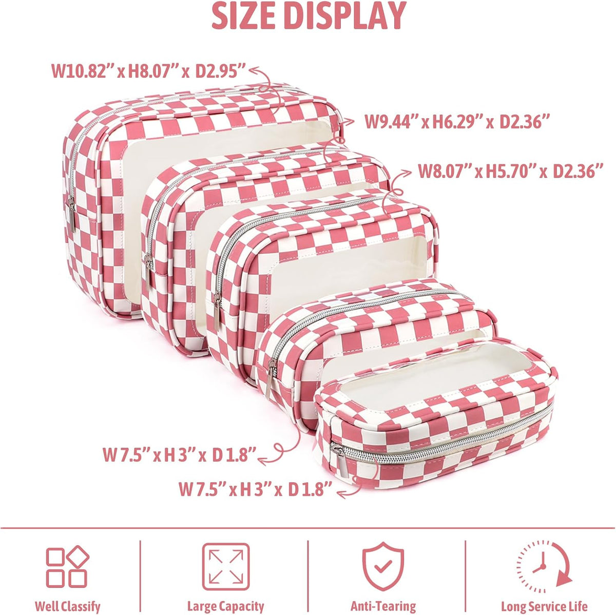 Diaper Bag Organizer Pouch Set,TSA Approved Toiletry Bag, Waterproof TPU Makeup Bag Set, Travel Organizer Bags for Women and Kids，Mothers Day Gifts