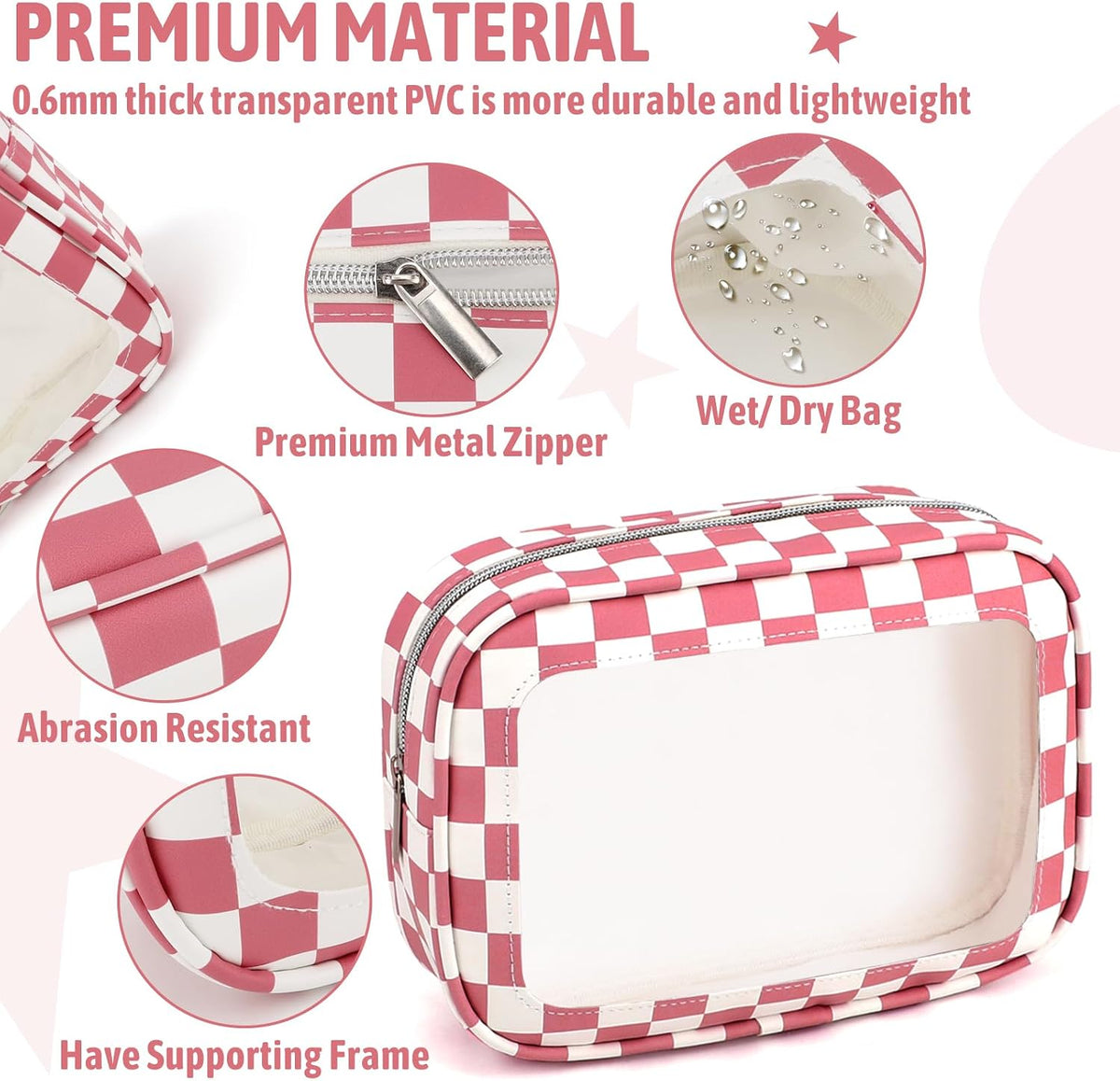 Diaper Bag Organizer Pouch Set,TSA Approved Toiletry Bag, Waterproof TPU Makeup Bag Set, Travel Organizer Bags for Women and Kids，Mothers Day Gifts