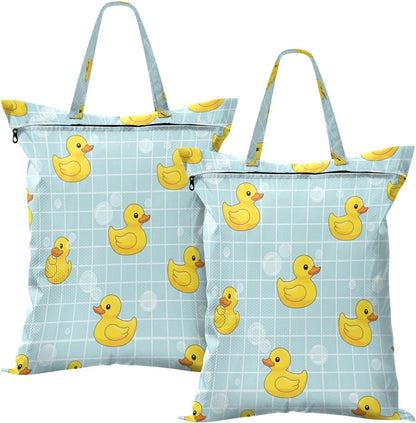 Duck Plaid Waterproof Travel Laundry Bag Easy Care 2pk