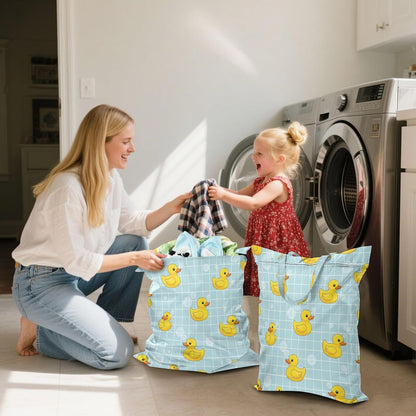 Duck Plaid Waterproof Travel Laundry Bag Easy Care 2pk