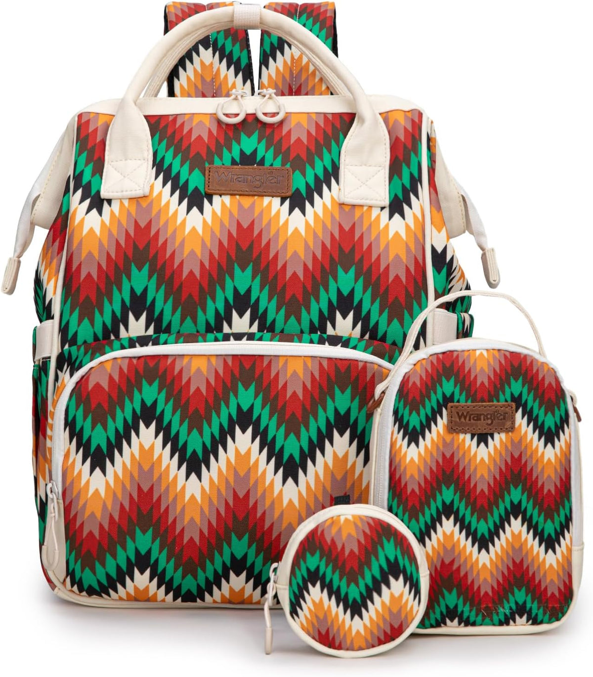Montana West Wrangler Callie Diaper Bag Backpack with Pacifier Case, Crossbody Bottle Bag and Stroller Straps Western Pattern Multifunction Baby Travel Bag Set WG2216-9110BK