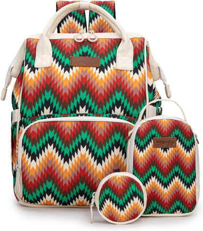 Montana West Wrangler Callie Diaper Bag Backpack with Pacifier Case, Crossbody Bottle Bag and Stroller Straps Western Pattern Multifunction Baby Travel Bag Set WG2216-9110BK