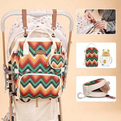 Montana West Wrangler Callie Diaper Bag Backpack with Pacifier Case, Crossbody Bottle Bag and Stroller Straps Western Pattern Multifunction Baby Travel Bag Set WG2216-9110BK