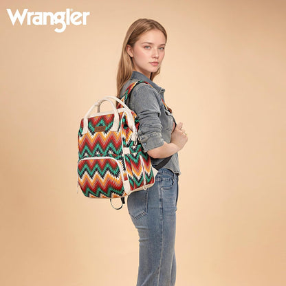 Montana West Wrangler Callie Diaper Bag Backpack with Pacifier Case, Crossbody Bottle Bag and Stroller Straps Western Pattern Multifunction Baby Travel Bag Set WG2216-9110BK