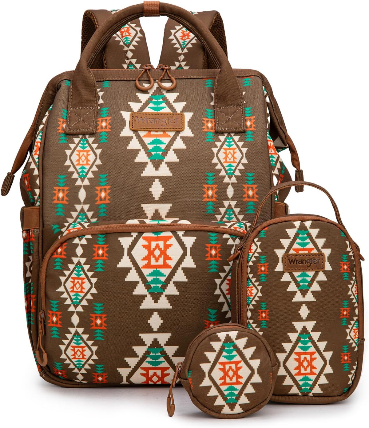Montana West Wrangler Callie Diaper Bag Backpack with Pacifier Case, Crossbody Bottle Bag and Stroller Straps Western Pattern Multifunction Baby Travel Bag Set WG2216-9110BK