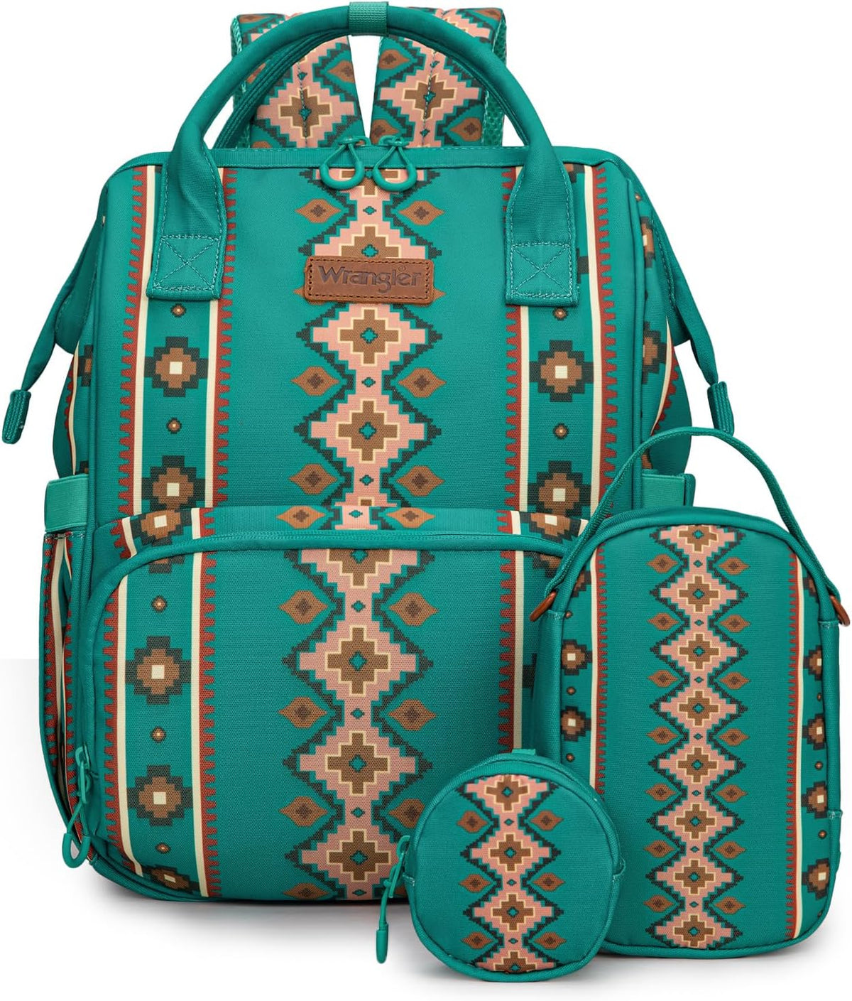 Montana West Wrangler Callie Diaper Bag Backpack with Pacifier Case, Crossbody Bottle Bag and Stroller Straps Western Pattern Multifunction Baby Travel Bag Set WG2216-9110BK