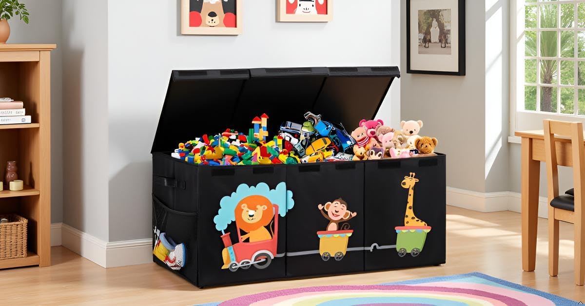 Kids Toy Box Chest with Lid - Extra Large 40 x16 x14'', Grey