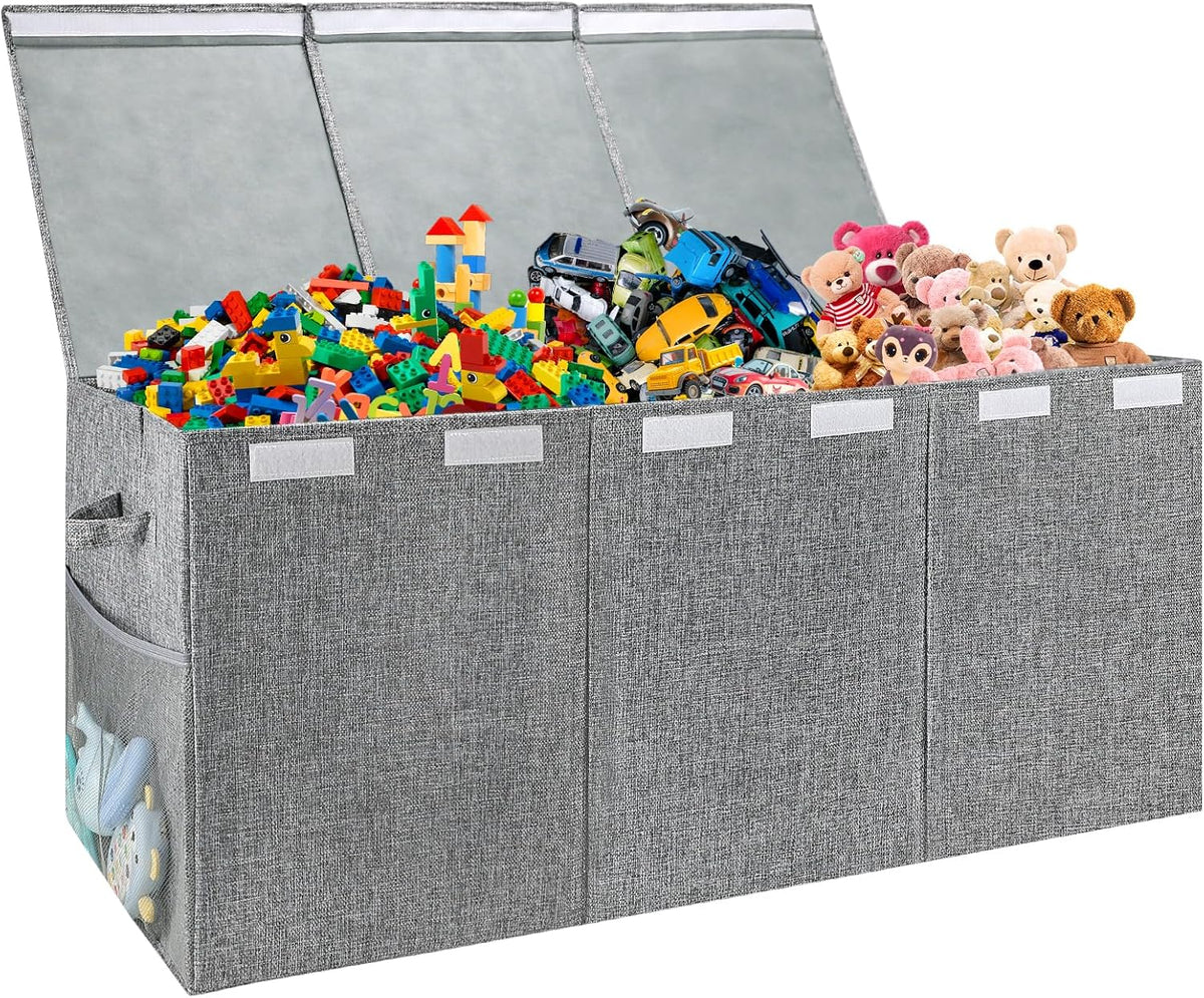 Kids Toy Box Chest with Lid - Extra Large 40 x16 x14'', Grey