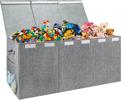 Kids Toy Box Chest with Lid - Extra Large 40 x16 x14'', Grey