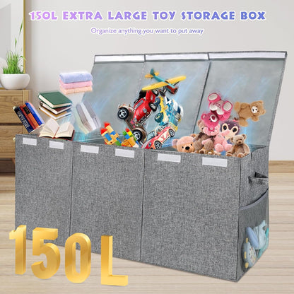 Kids Toy Box Chest with Lid - Extra Large 40 x16 x14'', Grey
