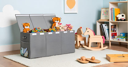 Kids Toy Box Chest with Lid - Extra Large 40 x16 x14'', Grey