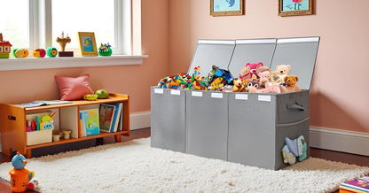 Kids Toy Box Chest with Lid - Extra Large 40 x16 x14'', Grey