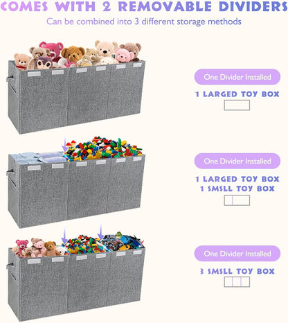Kids Toy Box Chest with Lid - Extra Large 40 x16 x14'', Grey
