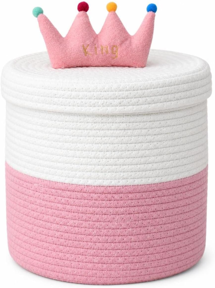 Storage Basket with Lid, Small Organizer Bin for Toy Storage and Nursery