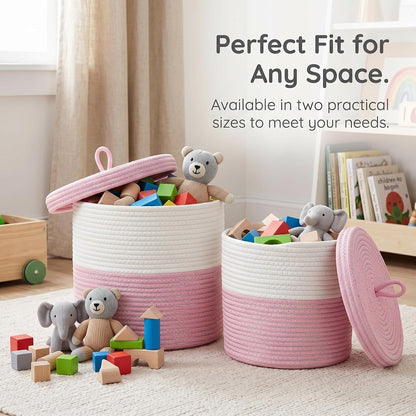 Storage Basket with Lid, Small Organizer Bin for Toy Storage and Nursery