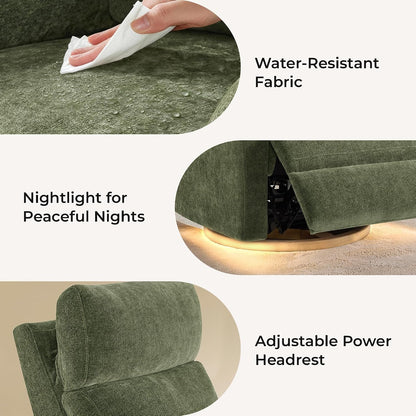 Power Recliner Chair with Nightlight, Nursery Glider, Boucle in Green