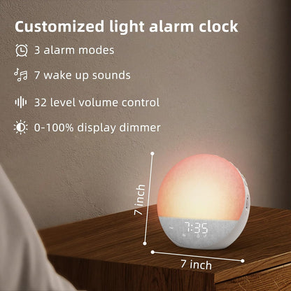 Sunrise Alarm Clock White Noise Machine: Natural Wake Up Light